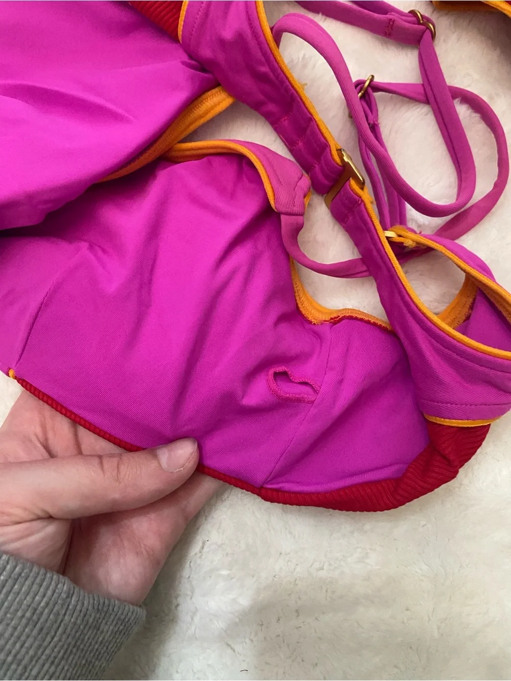 L*Space Colorblock Bikini Set Pink Red Large 39443